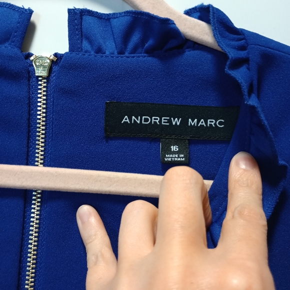 Women's Andrew Marc Ruffle Jumpsuit Blue Size 16 - Picture 4 of 11